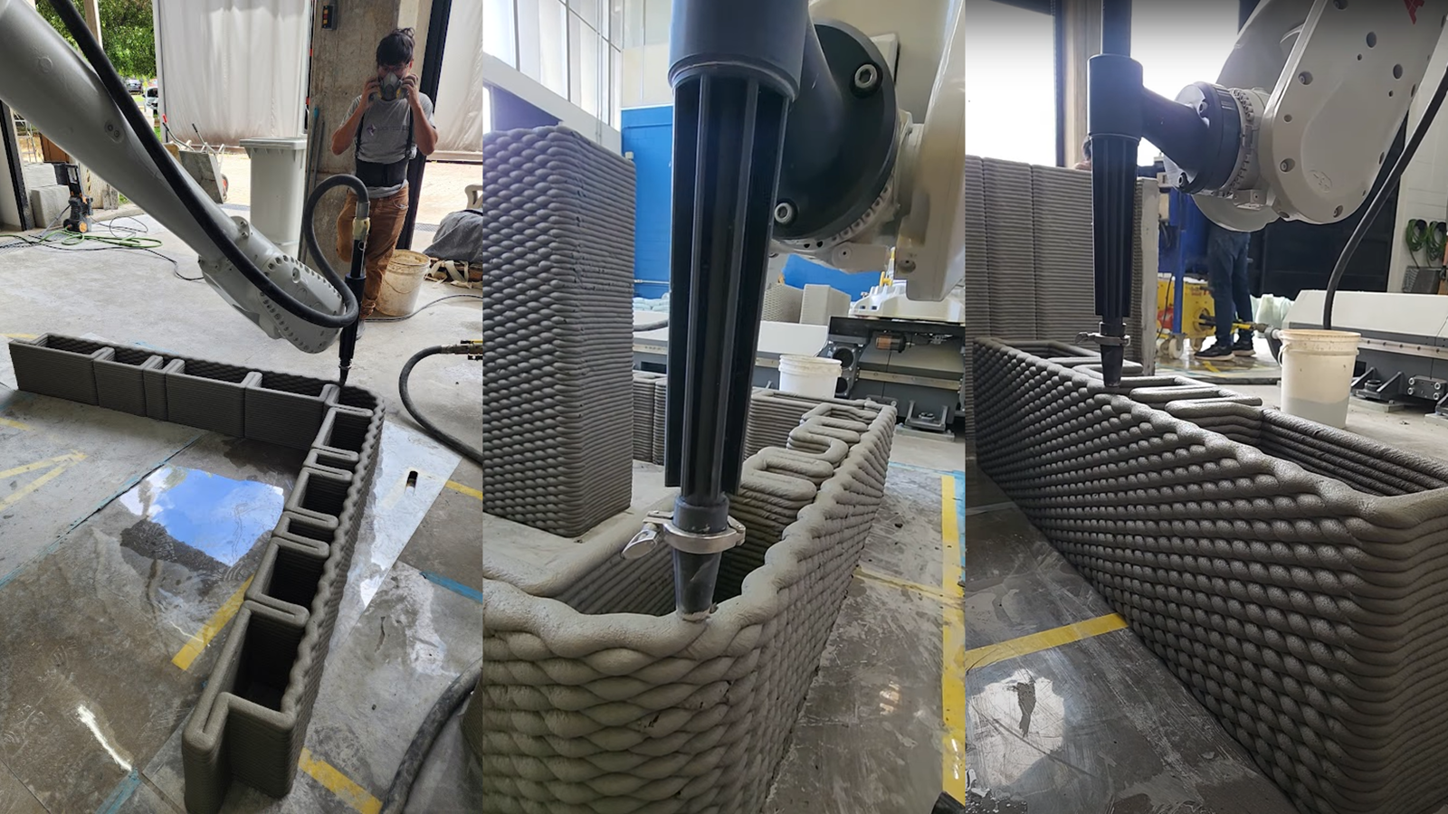 Produção dos módulos por um braço robótico